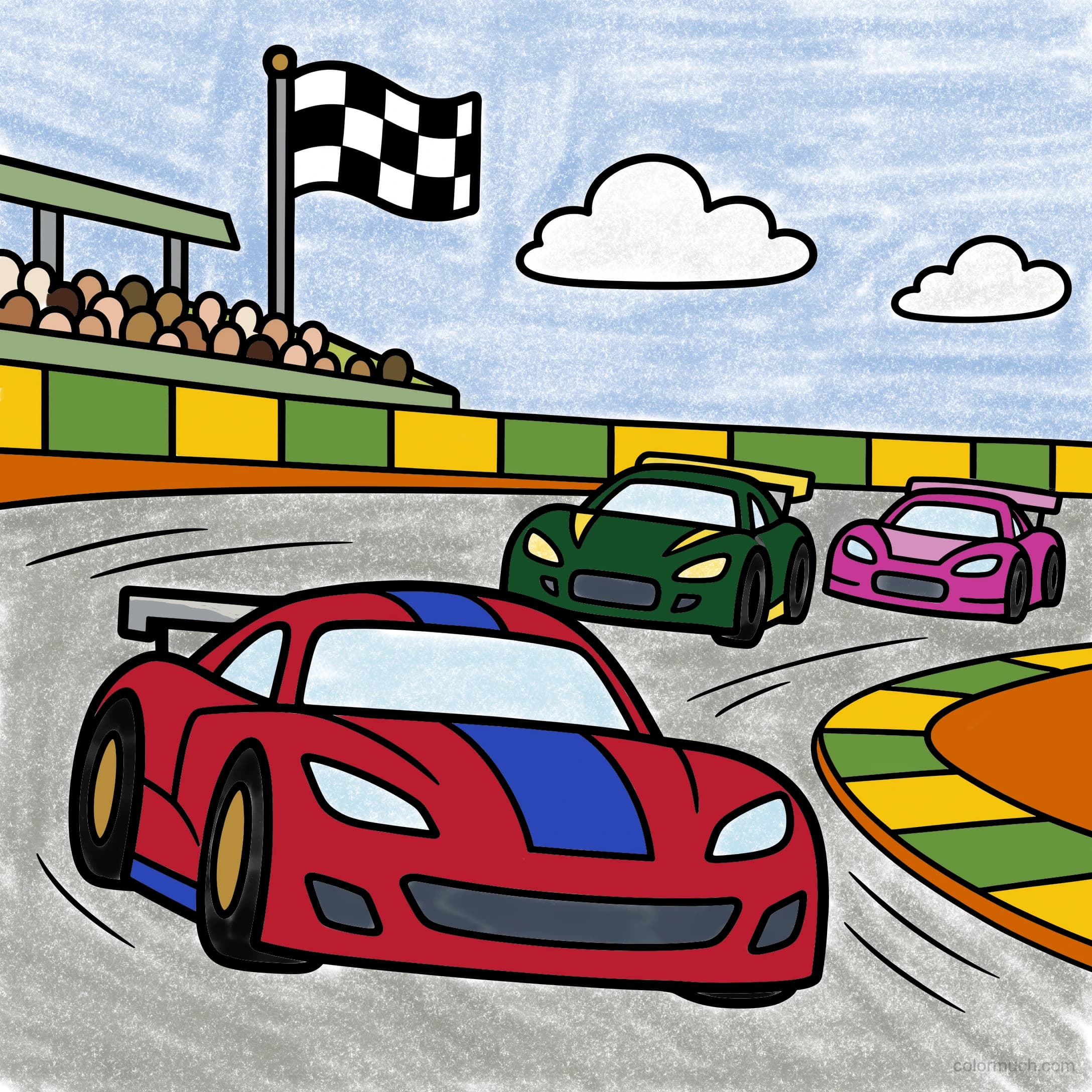 Racecar on the Track, colored by @colormuch