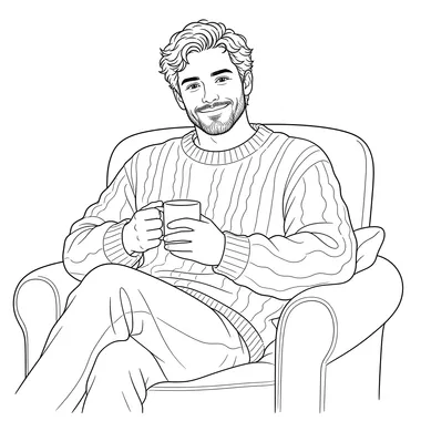 Man in Cozy Sweater with Warm Mug
