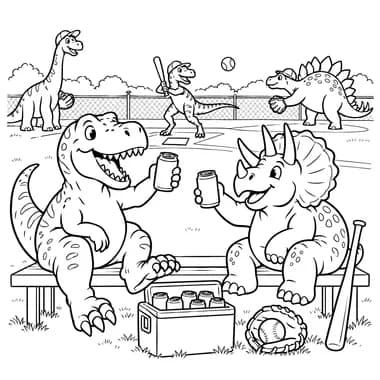 Dinosaurs Playing Softball