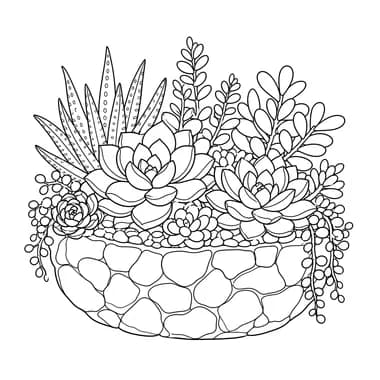 Succulent Arrangement in Stone Planter