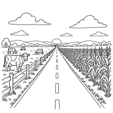 Rural Road Through Farmland