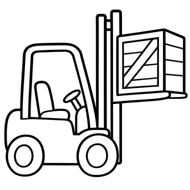 Forklift Lifting a Wooden Crate