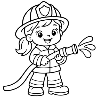 Female Firefighter with Hose