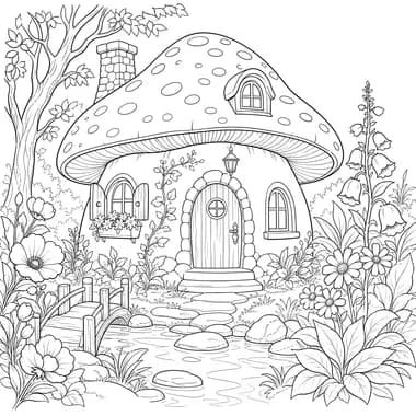 Mushroom Cottage in a Woodland Clearing