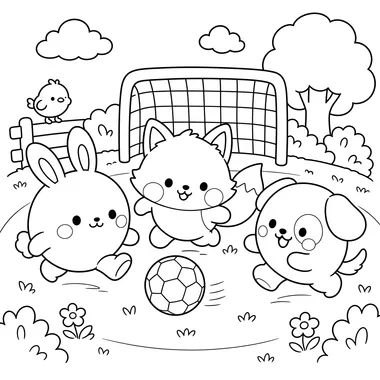 Round Friends Playing Soccer