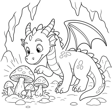Dragon Exploring Glowing Mushrooms