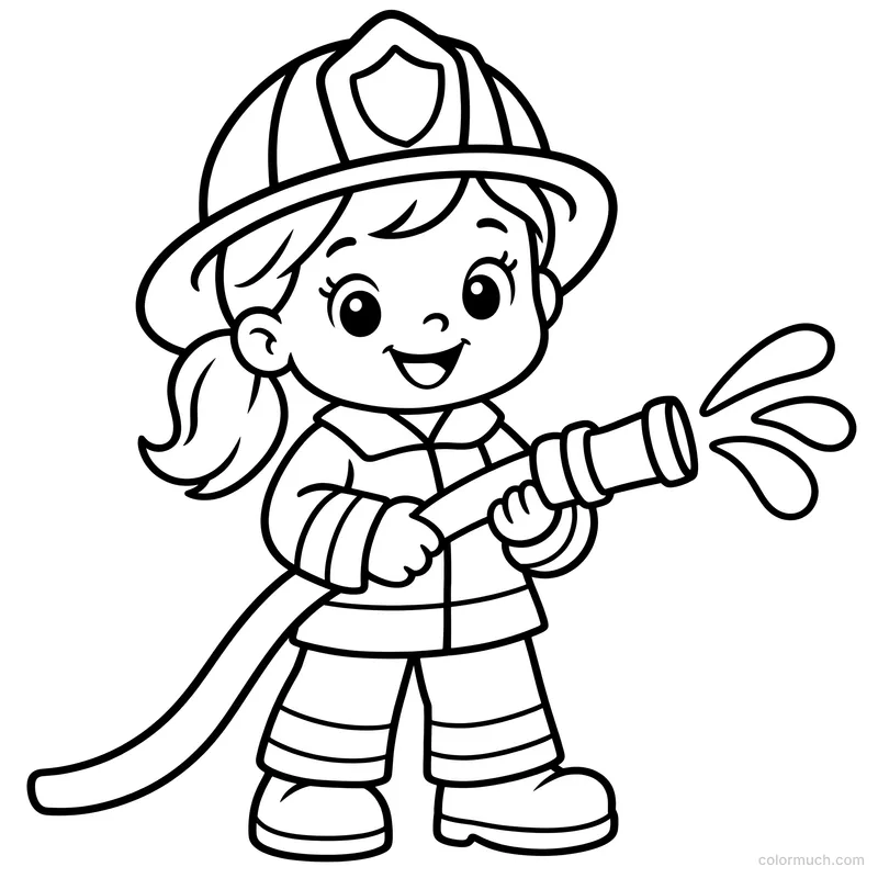 Female Firefighter with Hose