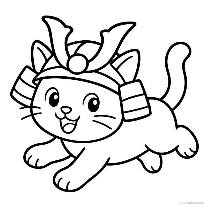 Cat in Samurai Helmet