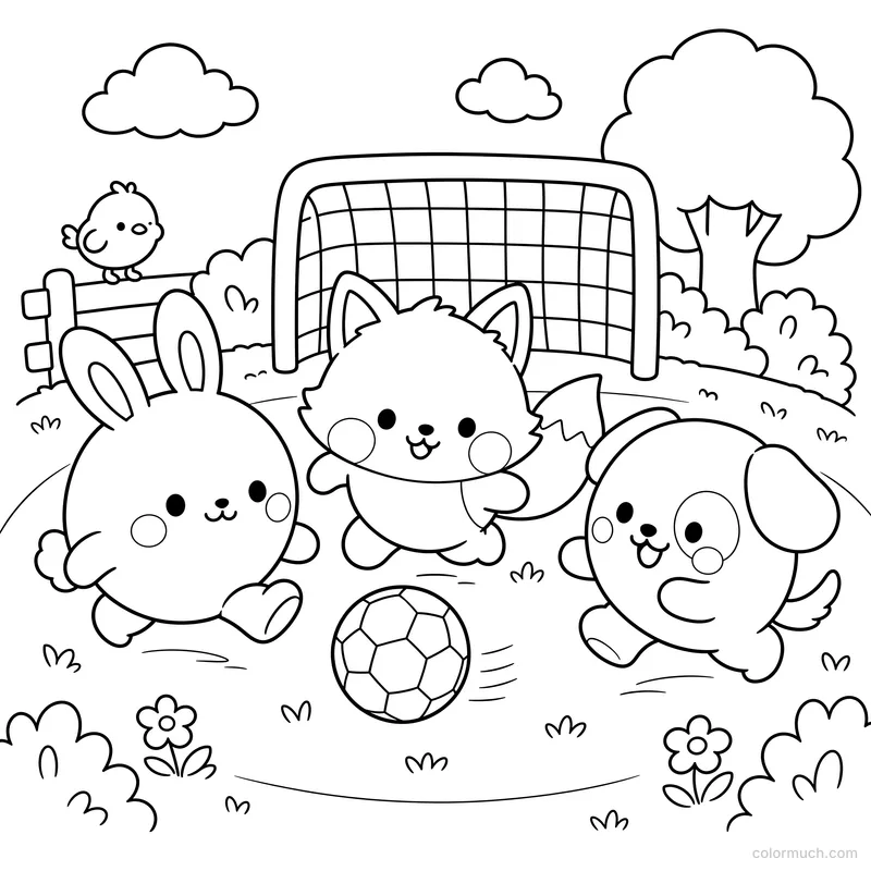 Round Friends Playing Soccer