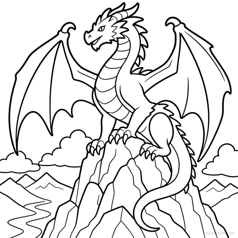 Dragon on a Rocky Cliff